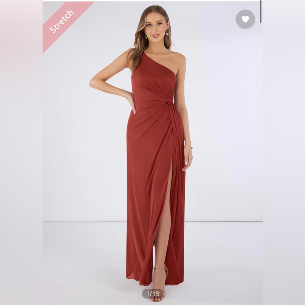 Azazie One-Shoulder Rust Dress